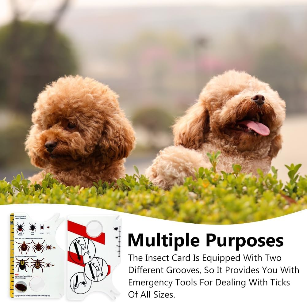 Tick Card with Magnifying Glass, Pack of 2 Tick Cards for Dogs, Cats, Tick Cards with Magnifying Glass, Compact and Portable, Easy to Use, Quick Cleaning of Ticks, Tick Cards for People, Children image number 2