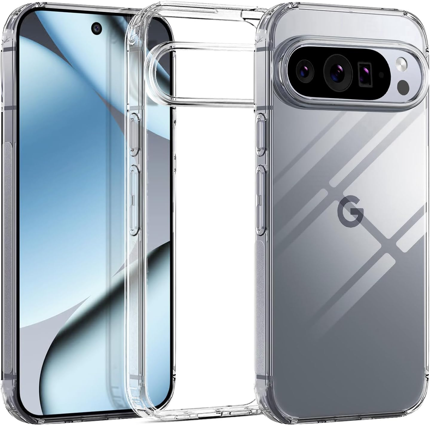 T Tersely Clear Case Cover for Google Pixel 9 Pro Fold (2024), Slim Fit PC Hard Back, Ultra Clear, Shockproof Crystal Protection, [Anti-Yellowing] image number 4