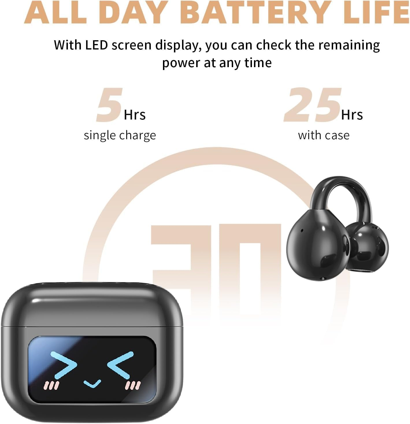 B-Qtech Language Translation Earbuds, 144 Languages Real Time Translator Earbuds with LCD Color Touch Screen, Two-Way Translator Earphones for Language Learning/Travel/Business image number 1