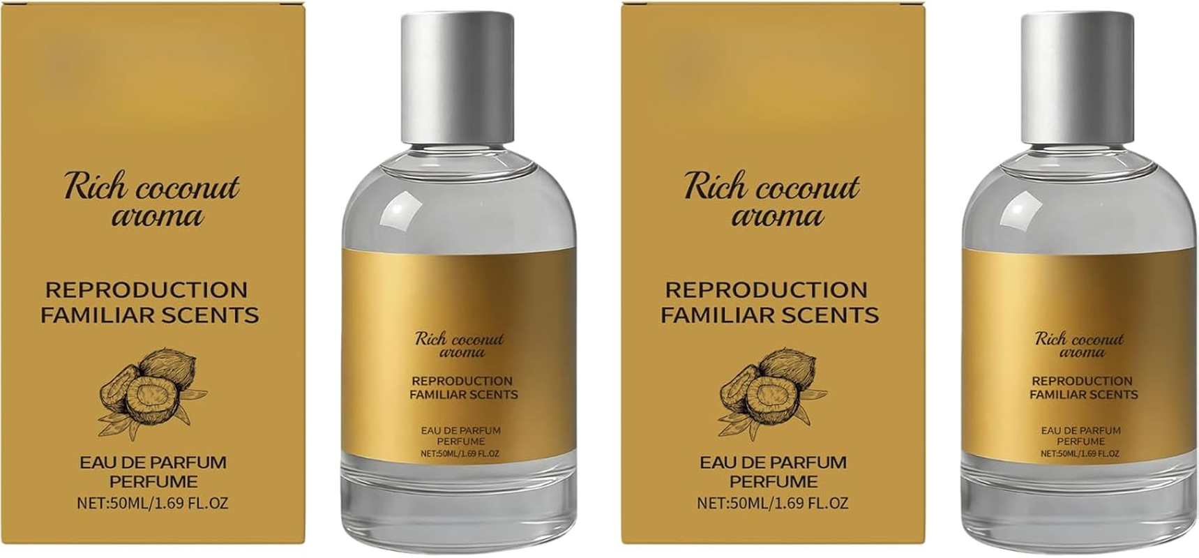 Coconut Fragrance Mist &ndash; Light Body Perfume Spray with Glycerin & Propylene Glycol &ndash; Refreshing Coconut Scent for a Pleasant Daily Aroma (2Pcs)