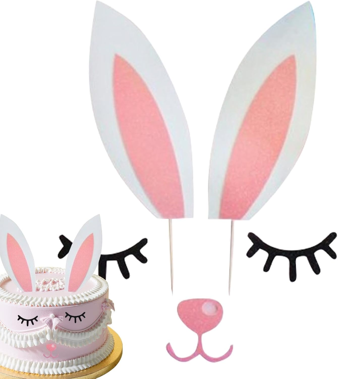 Antler Cake Topper - Cake Topper Cake Decoration Rabbit Ears Antler - Cake Dessert Toppers Cake Decorating Supplies Safe for Wedding Christmas image number 1