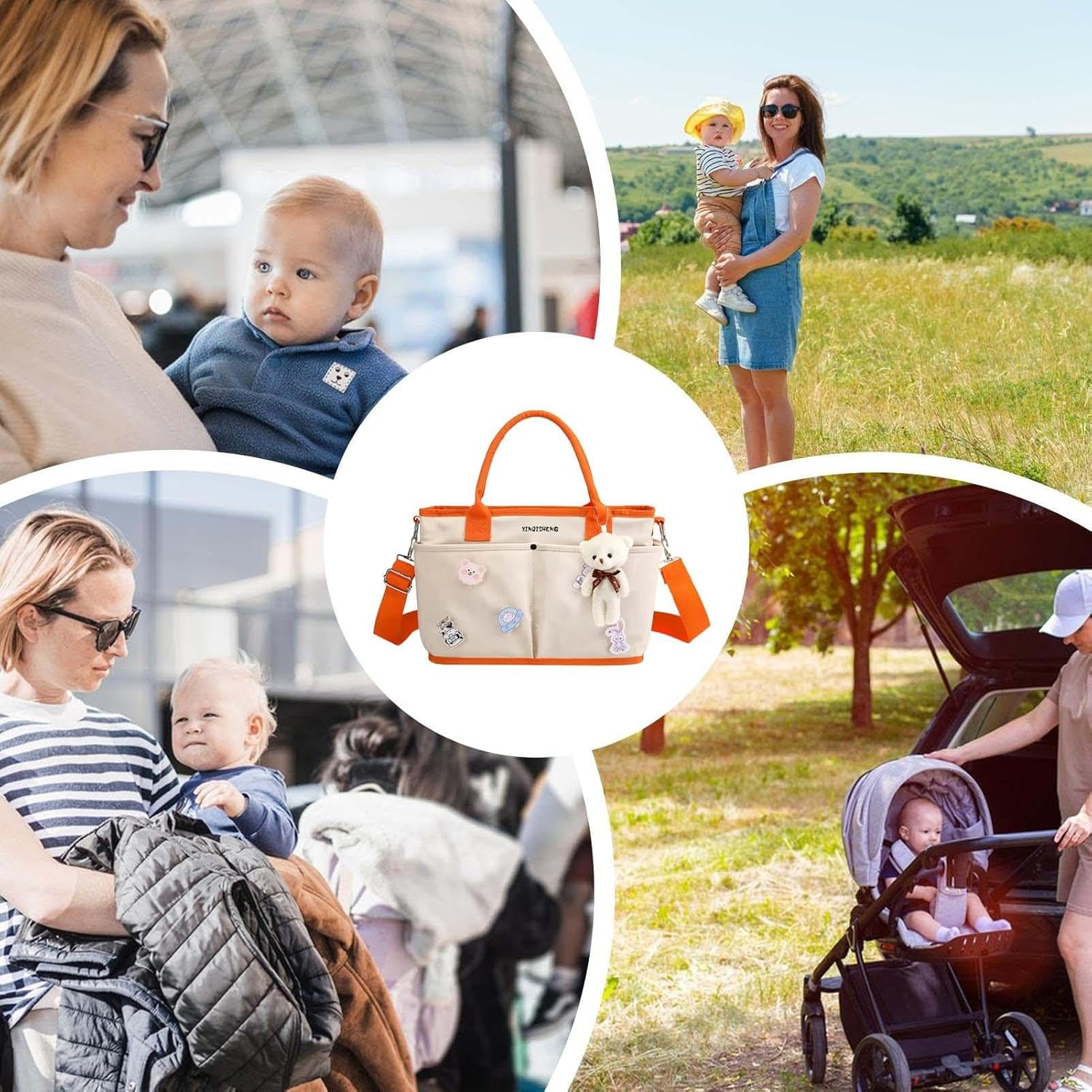 Satchel Bags for Women, Large Capacity Waterproof Purses, Multi Purpose Nursery Storage Tote, Lightweight Diaper Bag with Spacious Opening, Ideal for Women the Go - Blue image number 7