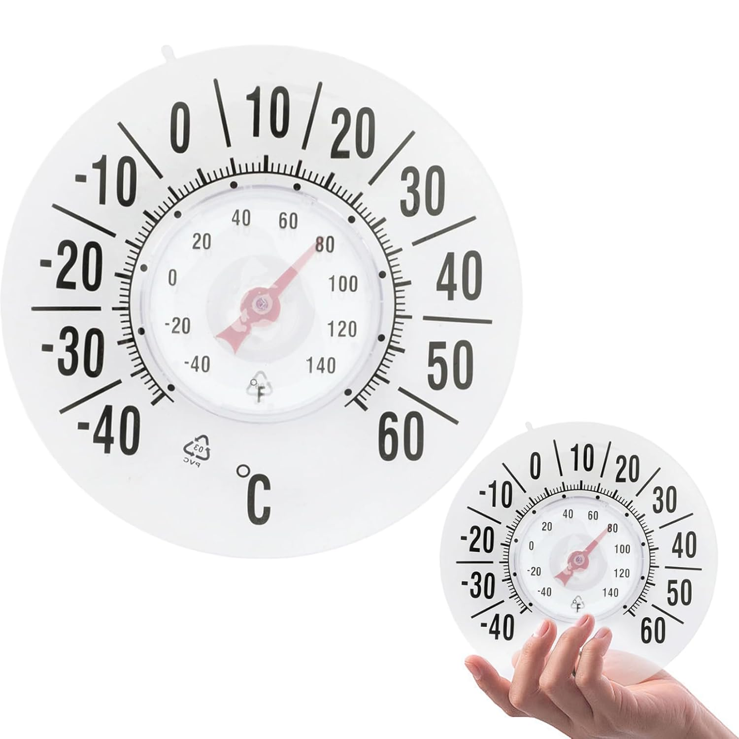 Window Thermometer Transparent round Window Thermometer for outside Temperature Battery-Free Self-Adhesive Waterproof Temperature Measurement Tool Garden Accessories image number 2