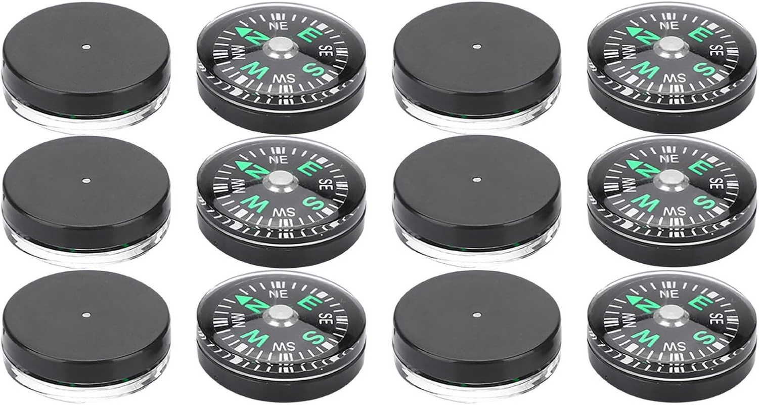 Watris Veiyi Pack of 12 20 Mm Mini Compass, Compass, Small, for Hiking, Camping, Outdoor Activities Accessories image number 1