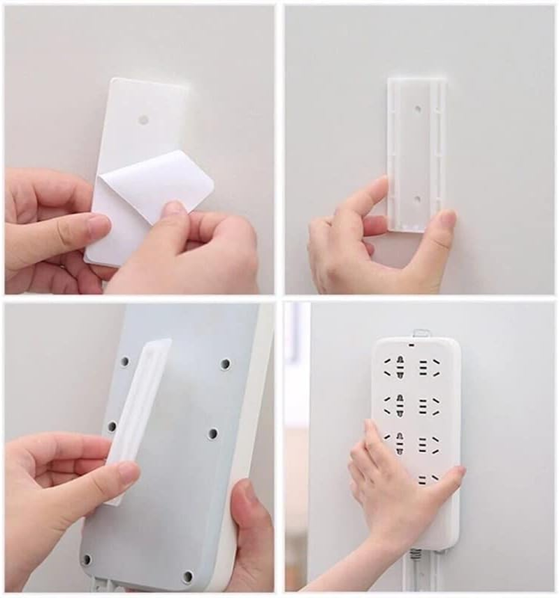 AIMALL 4PCS Magic Power Strip Holder, Seamless Punch-Free Wall Fixer, Durable ABS Plastic, Heat Resistant, Strong Adhesive Socket Sticker for Easy Installation, 3.94 X 1.57 Inches image number 3