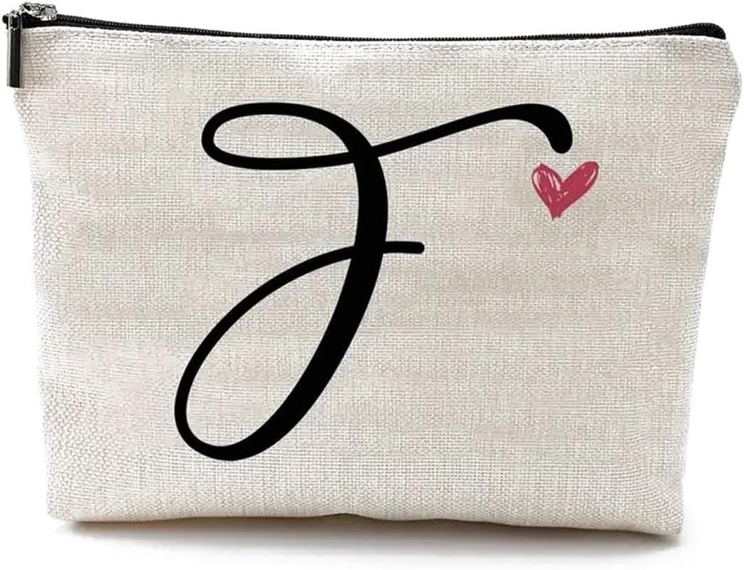 LAKYMIE Initial Small Makeup Bag Cosmetics Organizer Zipper Pouch, for Daily & Travel Use, Gifts for Best Friend, Bride, Bridesmaid, Alphabet B