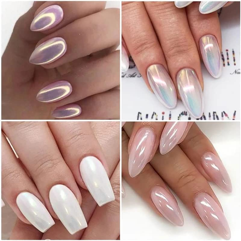 Pearl Nail Powder,6 Colors,Pearl Nails Powder Aurora Mica Powder for Resin Set, Metallic Nail Powder Mirror Multi-Chrome Powder Iridescent Nails Powder Manicure Pigment image number 3