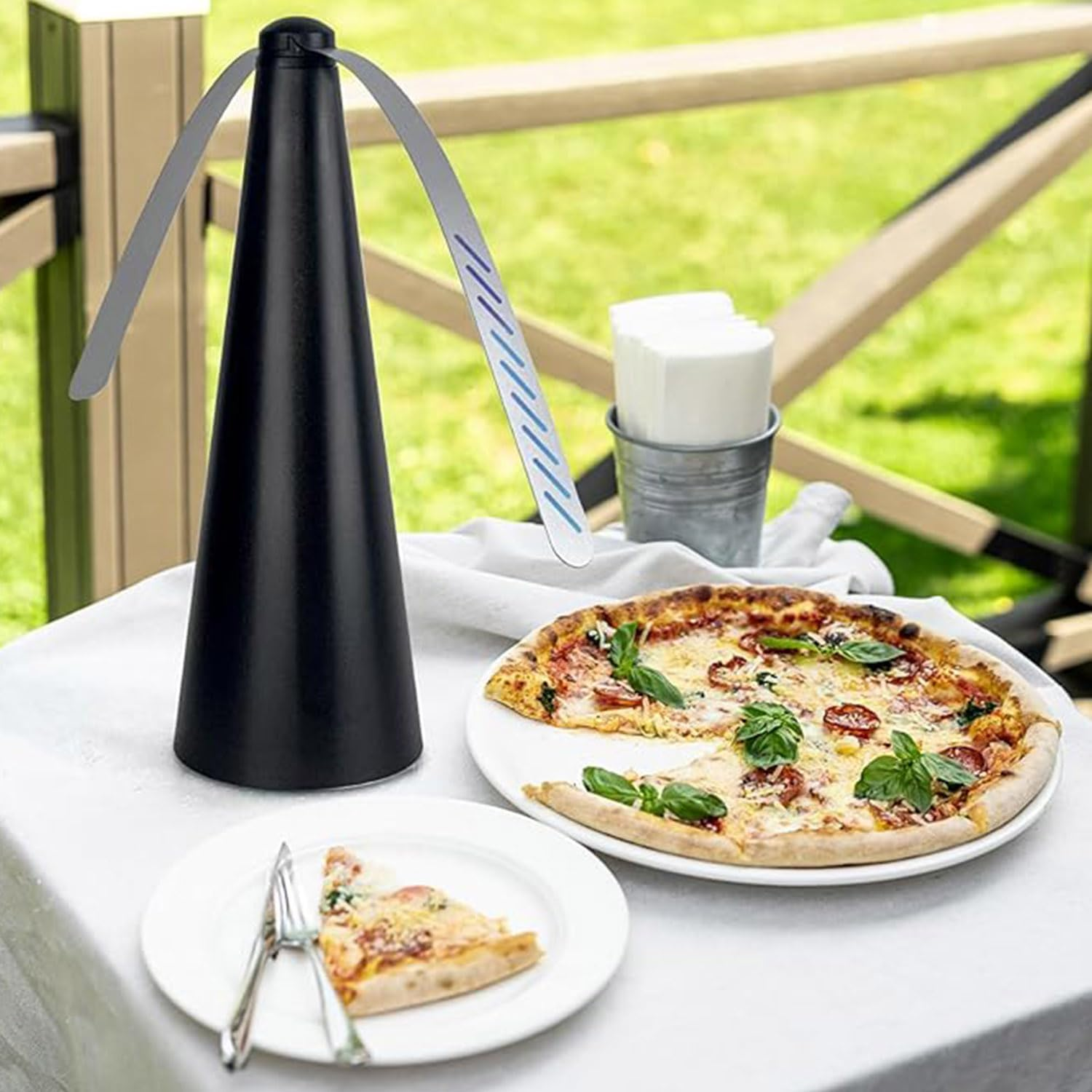 Roczential 3 Black Fly Repellent Fan Outdoor Indoor to Repel Flies, Mosquitoes in Party Kitchen Restaurant Barbecue and Picnic, Black - Black image number 4