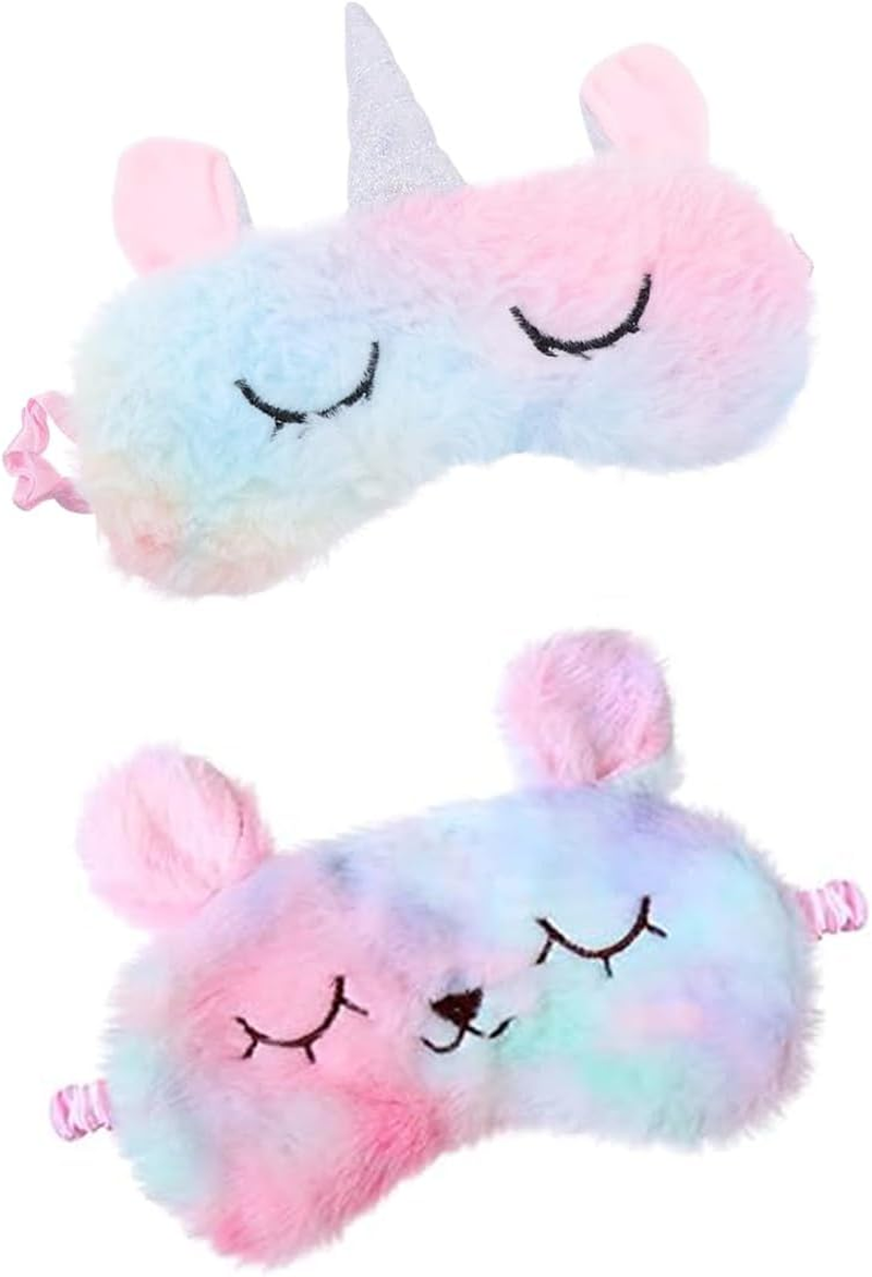 Namvo 2 Cute Sleep Eye Masks Cartoon Eye Masks Soft Plush Eye Masks Cute Unicorn Eye Masks Suitable for Travel Nap Lunch Break Overnight Party Women and Girls image number 5