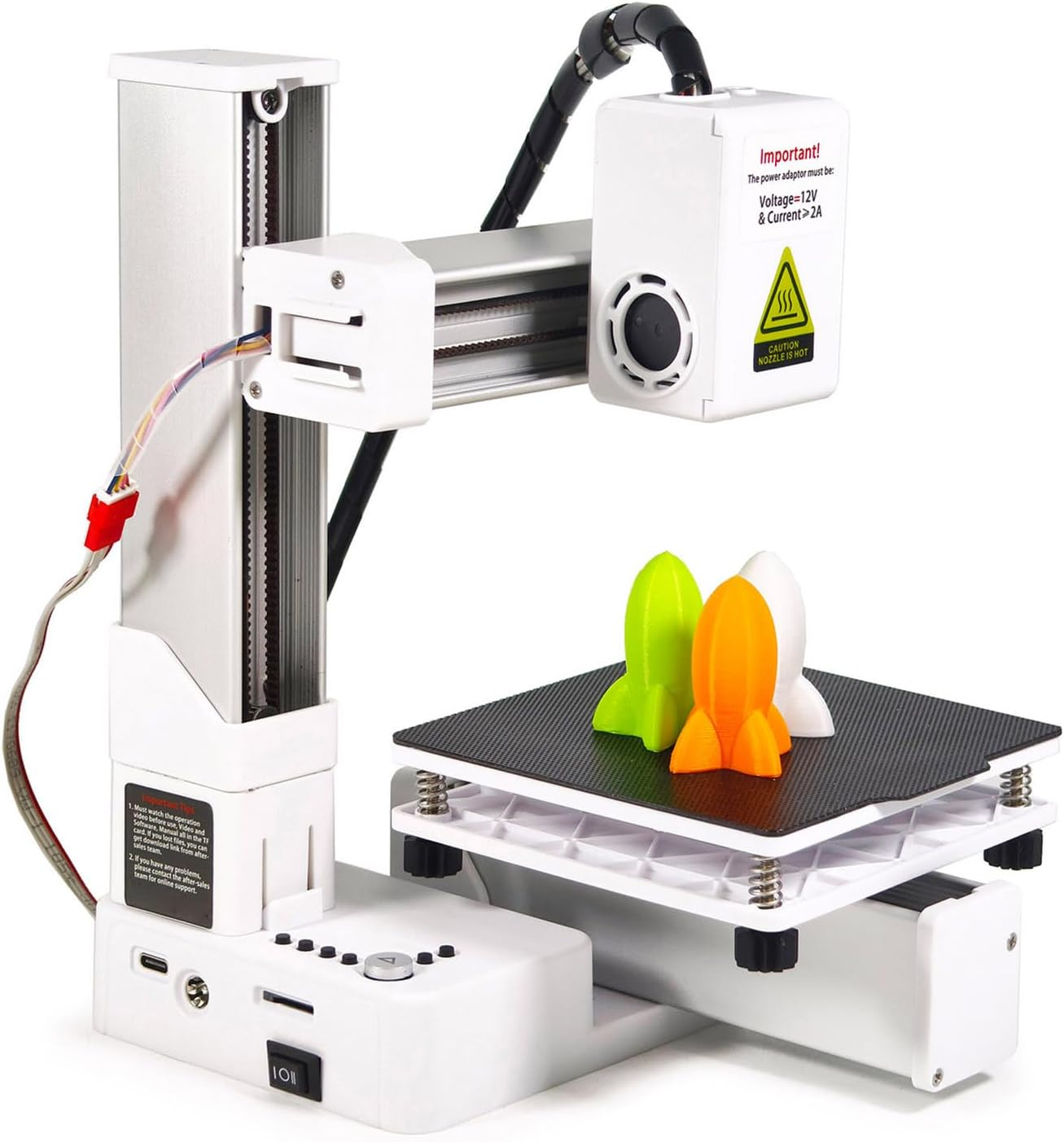 Mini 3D Printer, 3D Printers for Beginners, High Speed & Precision Frequency Division Multiplexing 3D Printer, Printing Size Approx. 100 X 100 X 100Mm / 4 X 4 X 4In (White) - Black image number 7