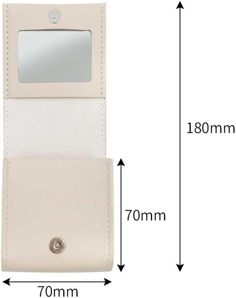 Teensery Leather Lipstick Case Portable Lip Gloss Bag Lip Balm Holder Case Lipstick Storage Box Organizer with Mirror for Women Ladies, 1 Piece, Beige image number 1