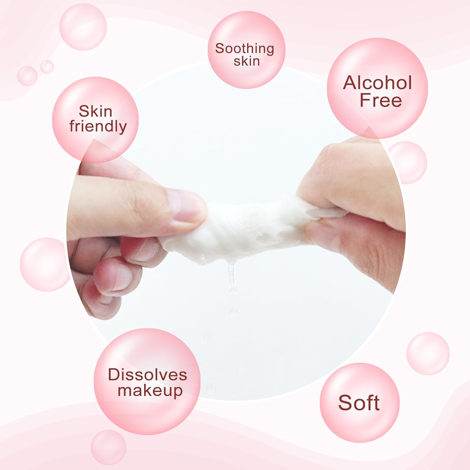 50 Pcs Individually Wrapped Makeup Remover Wipes Bulk Single Makeup Remover Cloth Travel Towelette Makeup Remover Cloth for Face (PINK) image number 4