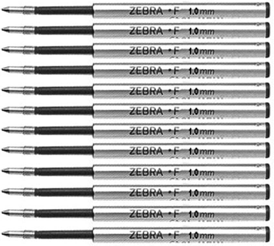 Zebra 1.0Mm F Refill - for F-301, F-701, Expandz, and Spiral Ballpoint Pen - Pack of 12 - Black