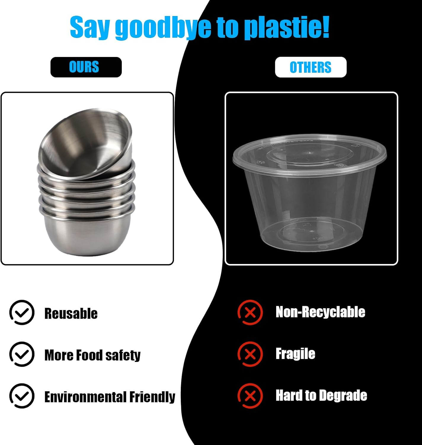 6X1.6 Oz Salad Dressing Containers with Lids, Reusable Snack Containers with Lids, Small Condiment Cups, Sauce Cups, Suitable for Lunch Boxes, Picnics, Travel Meal Prep and Kitchen Storage image number 4