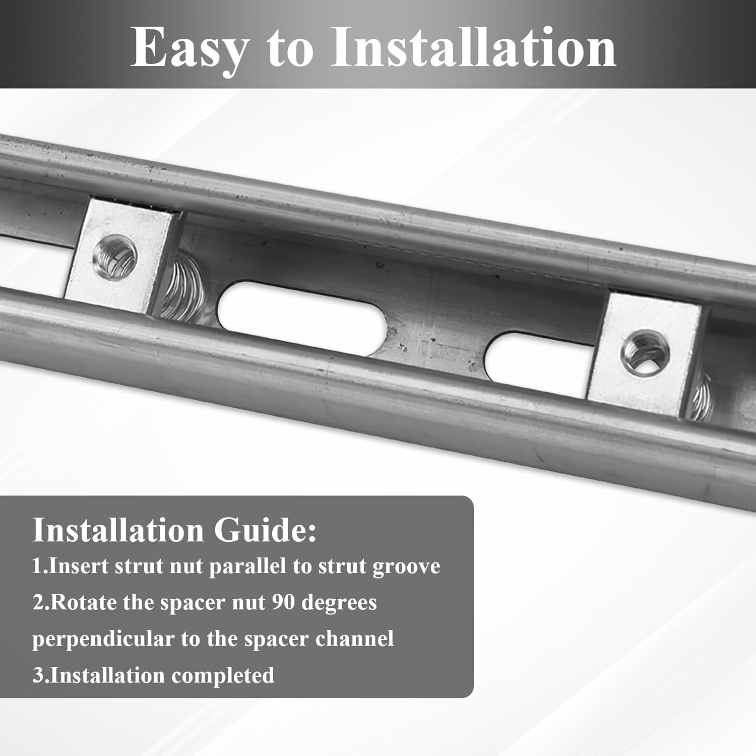 12 Pcs M8 Galvanized Spring Nut, High-Strength C-Shaped Steel Strut Channel Nuts, Durable & Corrosion-Resistant Spring Channel Nut Silver Finish, Ideal for Electrical, HVAC & Construction image number 1