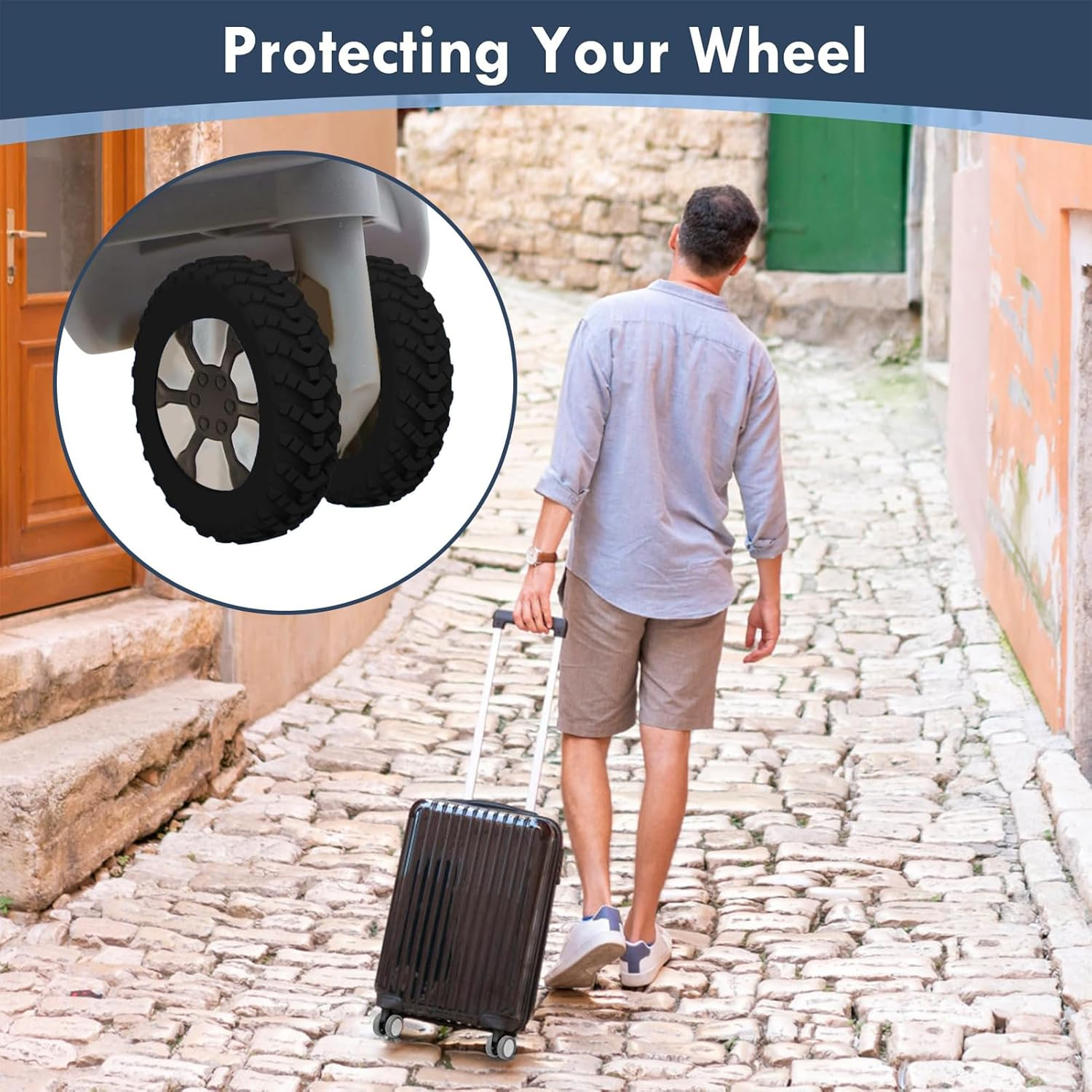 8Pcs Luggage Wheel Covers, Silicone Luggage Wheel Protector Covers, Reduce Noise Shock-Proof Luggage Spinner Wheel Covers image number 4