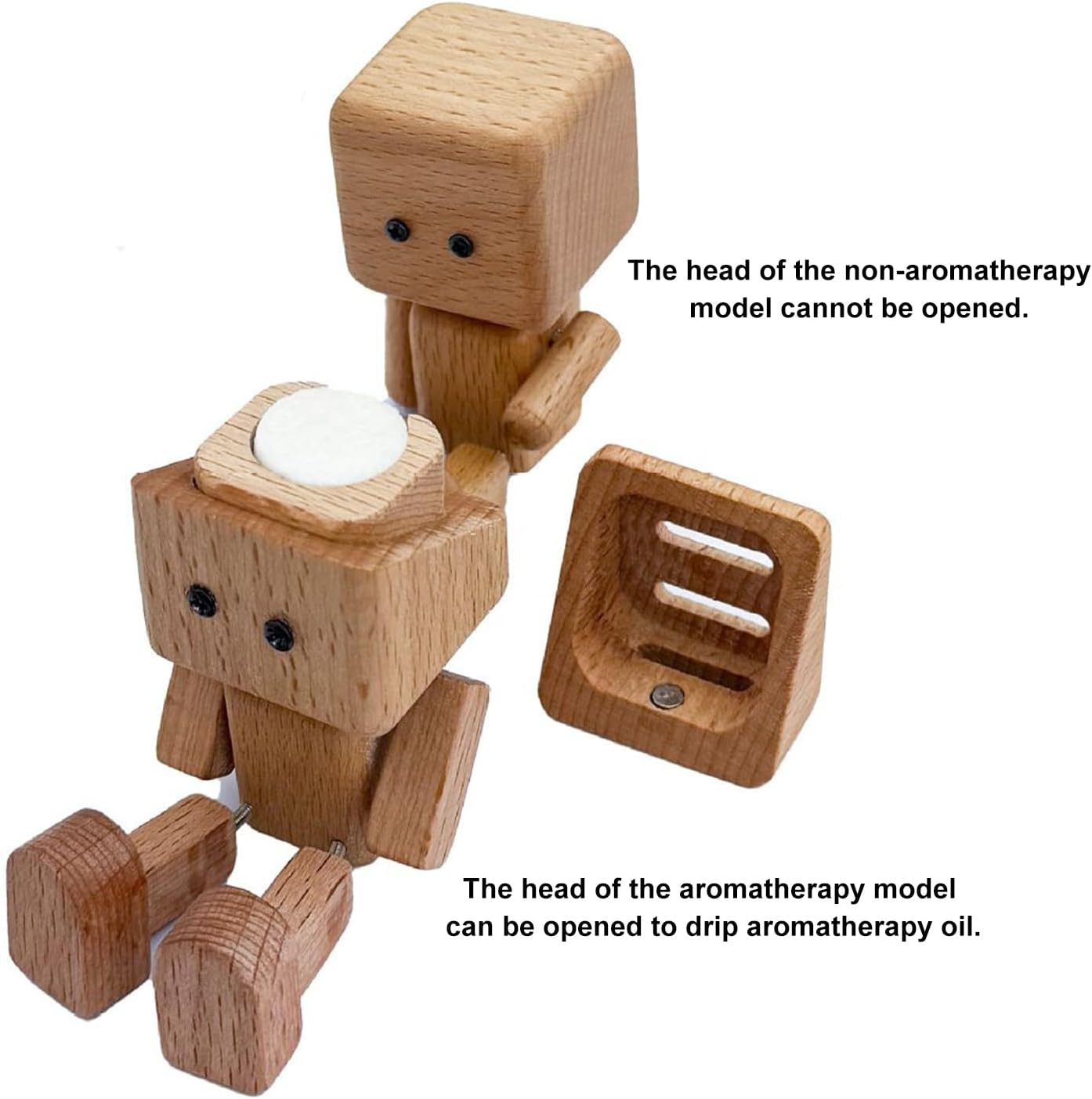 Shaking Wooden Man, Cute Shaking Feet Wooden Man Doll Figurine, Automotive Interior Decorations Display Ornaments for Long Driving Shelf Road Trip Home Desk Tabletop - Covered Beech image number 4