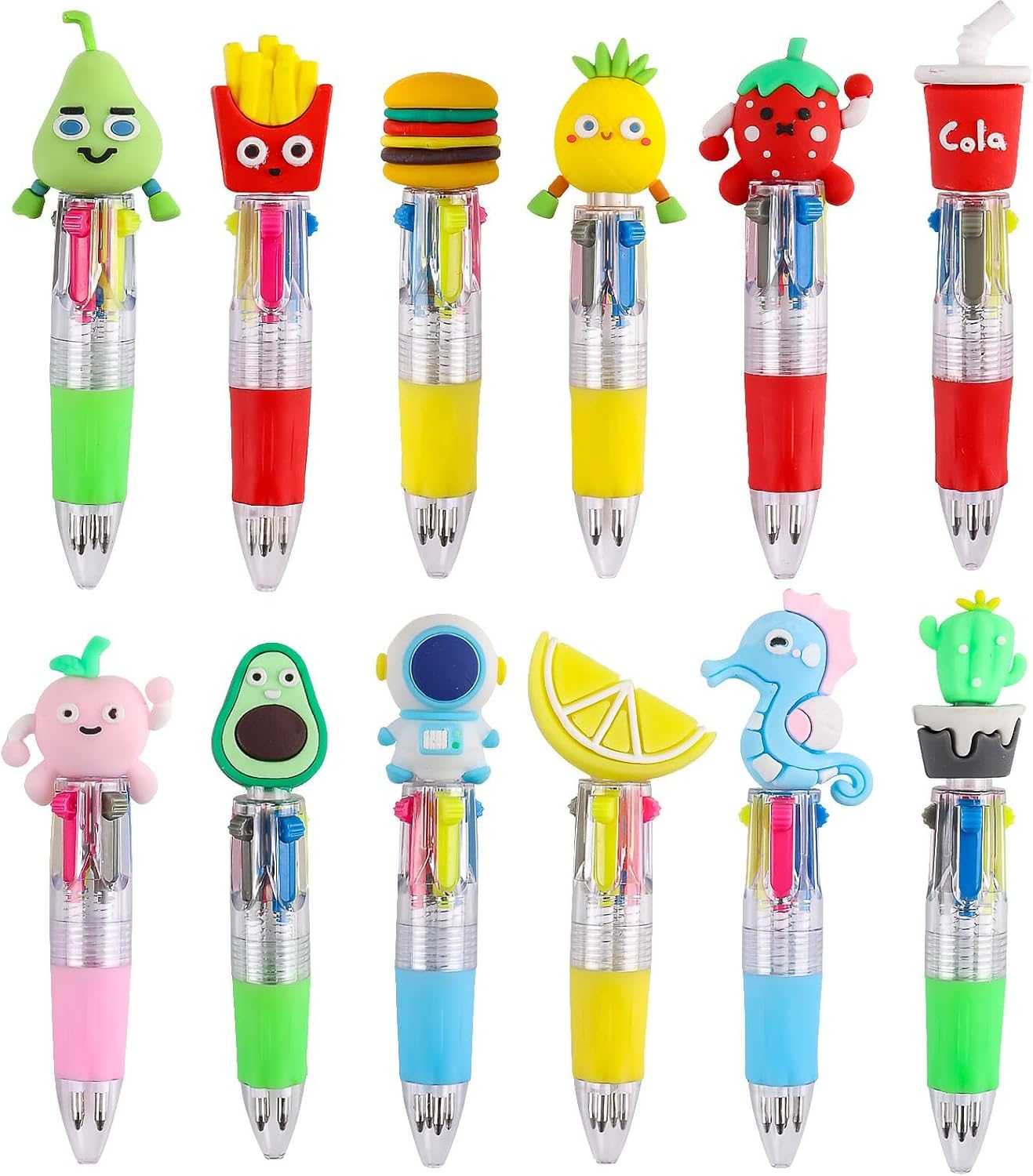 12 PCS Multi-Coloured Pens Set, Mini Retractable Fun Pens for Kids, Novelty Pens for Party Bag Fillers & School Class Gifts. image number 3
