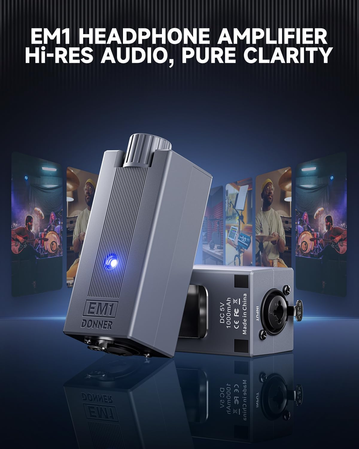 Donner EM1 Rechargeable Portable Personal In-Ear Monitor Amplifier Analog Headphone Amplifier Stereo Headphone Earphone Amp Volume Control Audio Booster with XLR and TRS Input 3.5Mm Output Jack image number 6