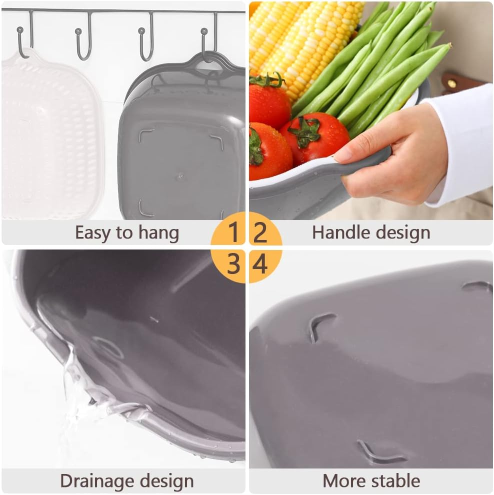 YUSAILU Washing Vegetable Baskets in the Kitchen Fruit Baskets Multi-Layer Stackable Vegetable Sinks, Strainer and Washing Fruits and Vegetables Kitchen Colander Set image number 1
