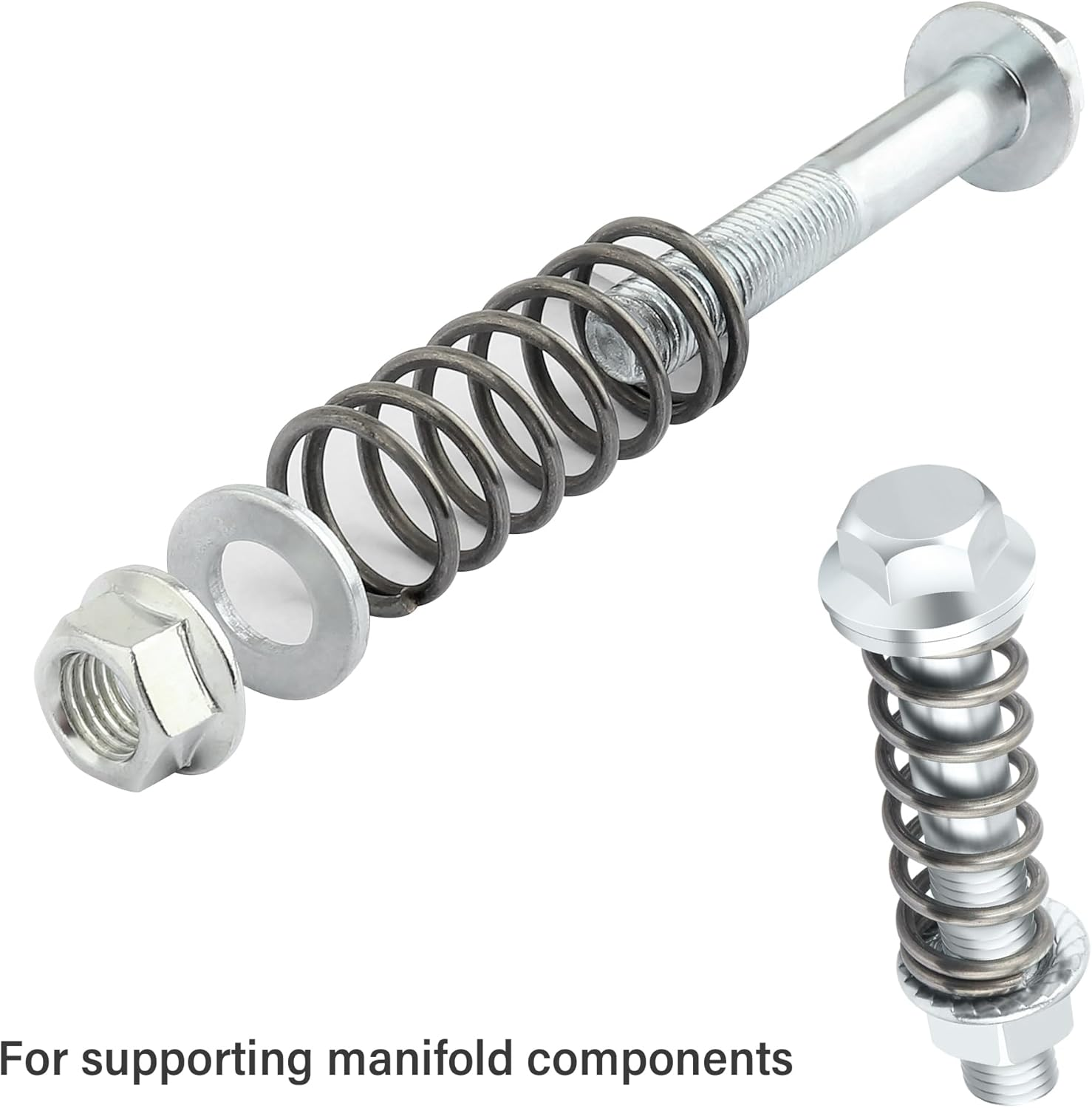 M10X1.5X75Mm Exhaust Bolts and Nuts Kit,Includes 2 Sets Exhaust Manifold Bolts+Exhaust Springs+Nuts+Gaskets,Auto Parts Replacement Exhaust Bolt and Spring Hardware Kit (M10X1.5) image number 2
