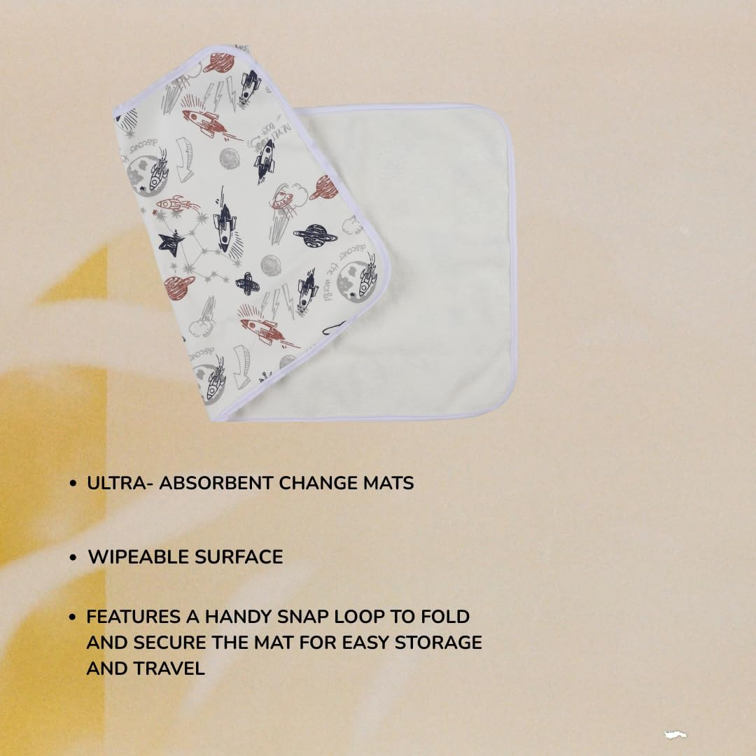 Set of 2 Baby Diaper Changing Pads (70X40 Cm) Portable and Reusable Changing Mats Newborn and Baby Underpad Mattress Protector for Baby Change Station and Travel 3 Layers Soft Cotton Waterproof PUL and Bamboo image number 3