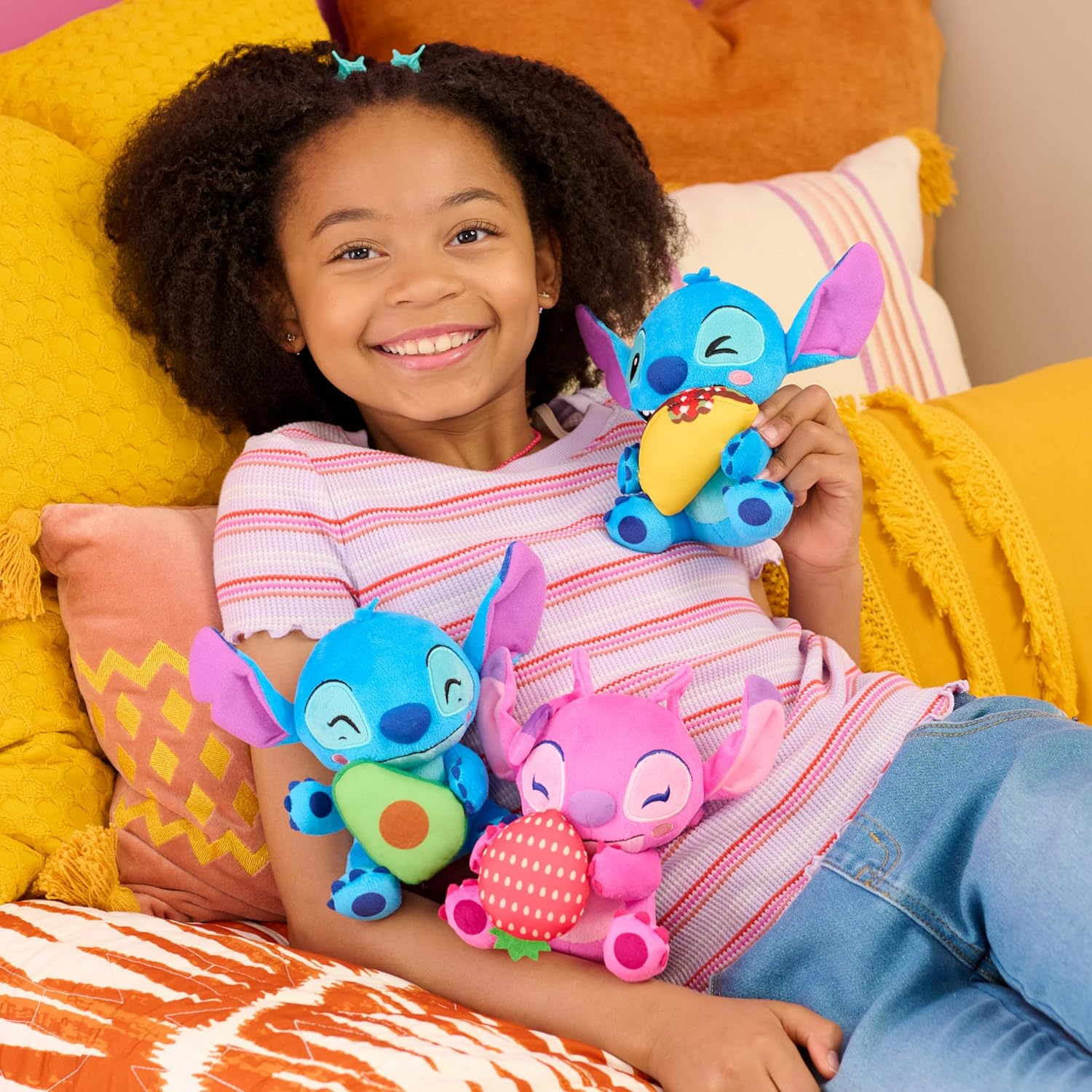 Disney Stitch Small 7-Inch Plush Stuffed Animal, Stitch with Taco, Kids Toys for Ages 2 up by Just Play