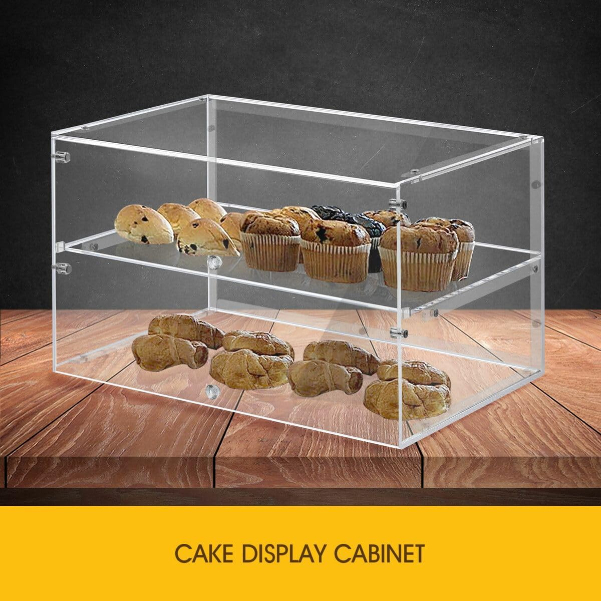Maxkon 2 Tier Cupcake Display Cabinet Acrylic Cake Bakery Case Stand Muffin Donut Pastry Model Showcase Countertop Flip-Up Door image number 6