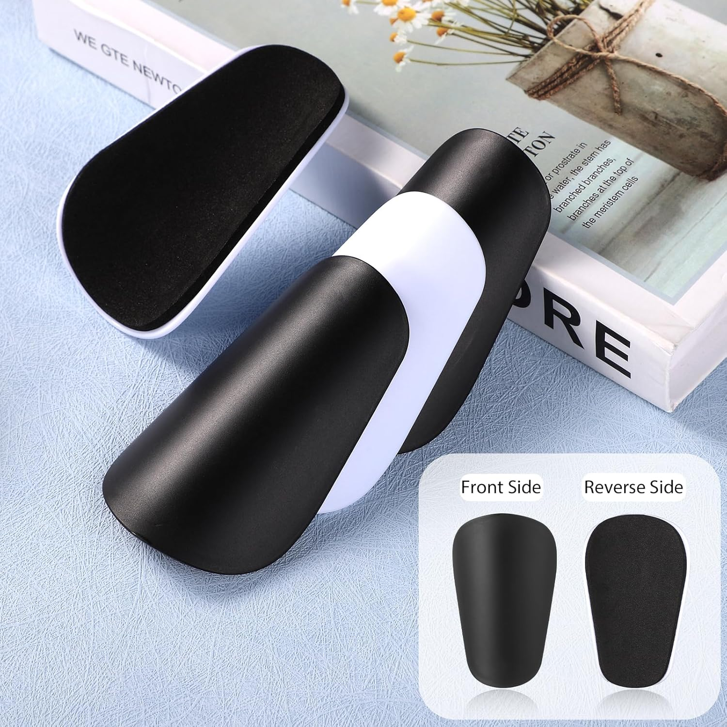 2 Pair Mini Shin Guards Soccer, Miniature Shin Guard Anti-Slip Small Protective Equipment Shin Guards Professional Football Shin Pads for Men Women Youth Kids(Black, Blue) image number 6