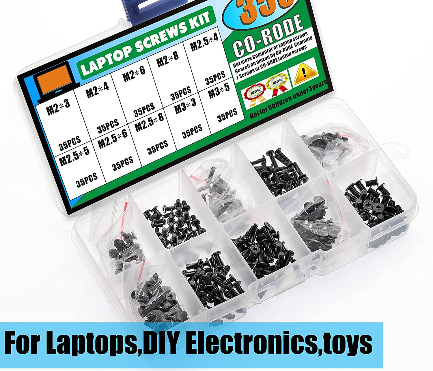 CO RODE 350 Pieces Laptop Screws Notebook Computer Screw Kit Set for IBM HP Dell Lenovo SAMSUNG Sony Toshiba Gateway