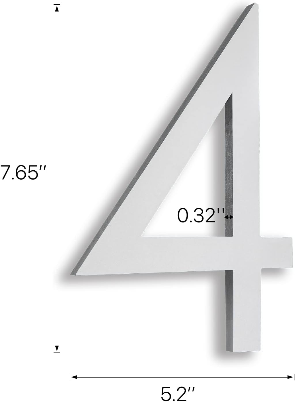 8 Inch Floating House Numbers, Address Numbers for Outside, Metal Silver Large Modern House Numbers, Door Numbers for Mount Aluminum Silver Number 4 image number 5