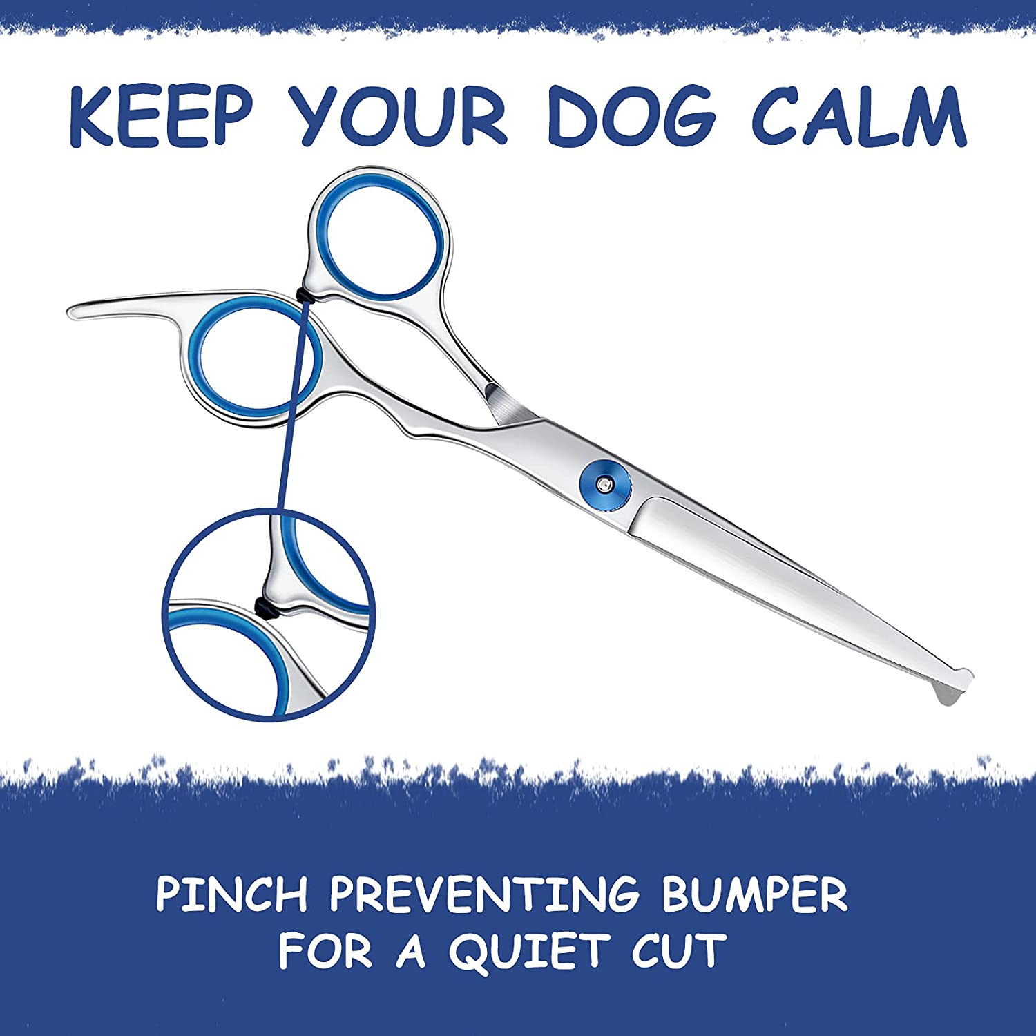 Dog Grooming Scissors - Maxshop 7 Inch Professional 2 Pack Heavy Duty Titanium Stainless Steel Pet Grooming Scissors Kit Rounded Tip Hair Cutting Curved Scissors Thinning Shears for Dogs and Cats image number 1