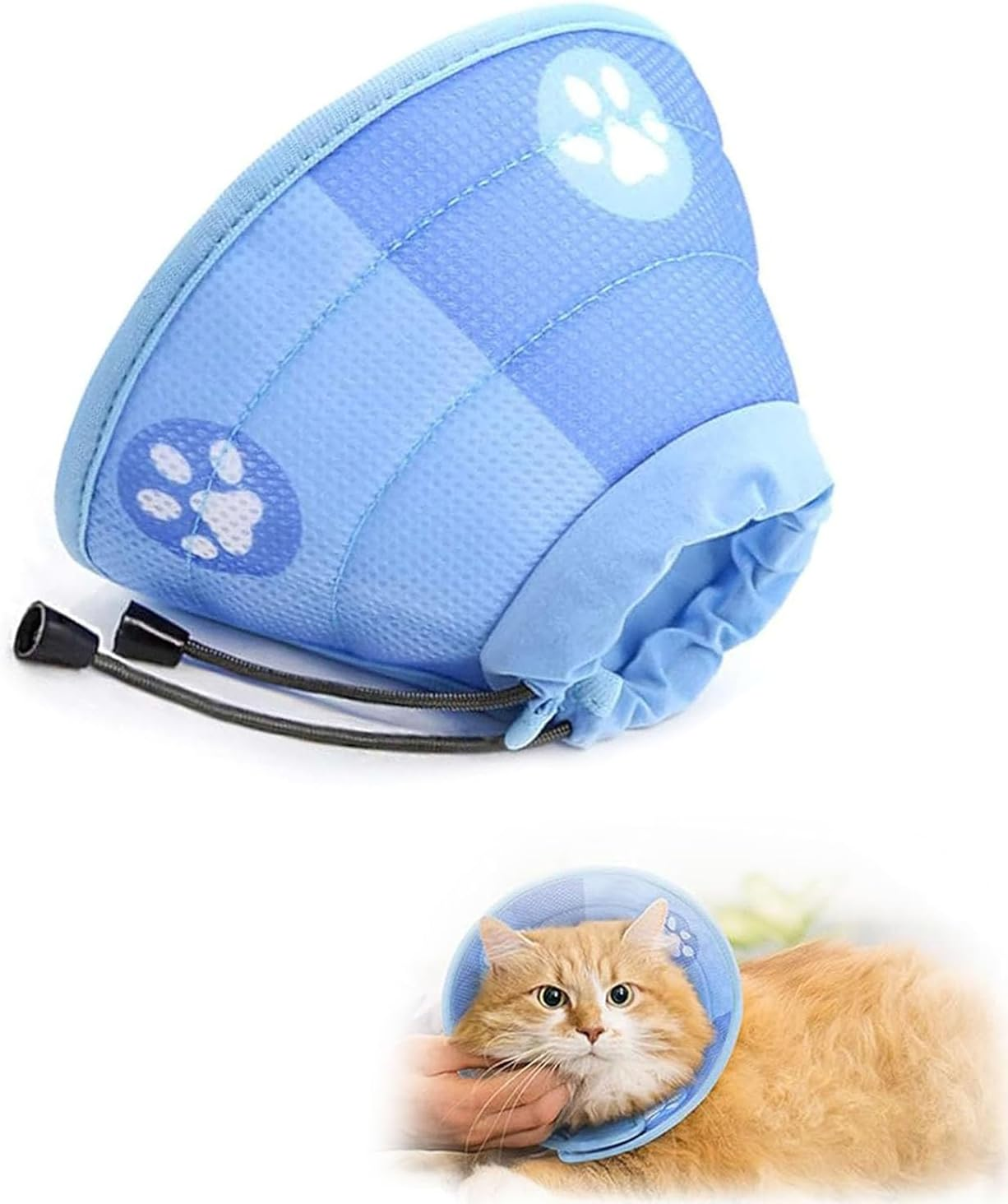 Adjustable Cat Collar, Cat, Collars for Cats, Collar for Cats, Soft Cat Collar, Cat Collar for Cats, Puppies, Prevents Licking Wounds (Blue, 14-24 Cm) image number 4