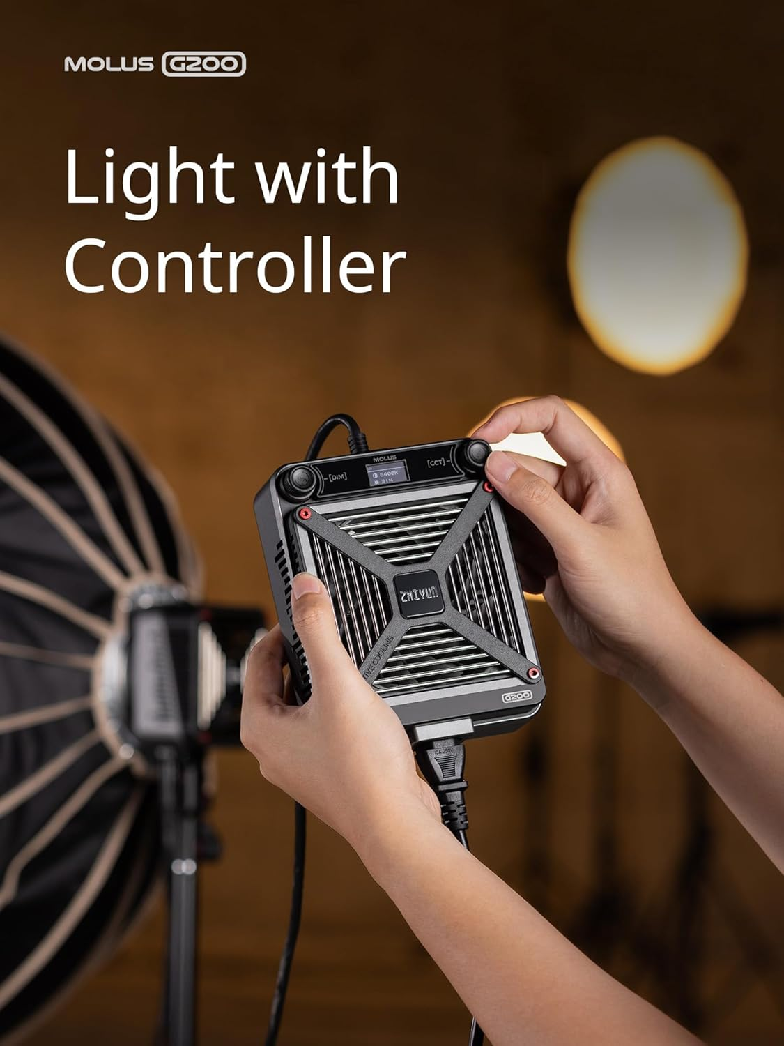 ZHIYUN Molus G200 200W COB Video Light with Bowens Mount,85800Lux/M 2700K-6500K and ZY Vega APP Control,Ultra Quiet Dynavort Cooling System image number 1