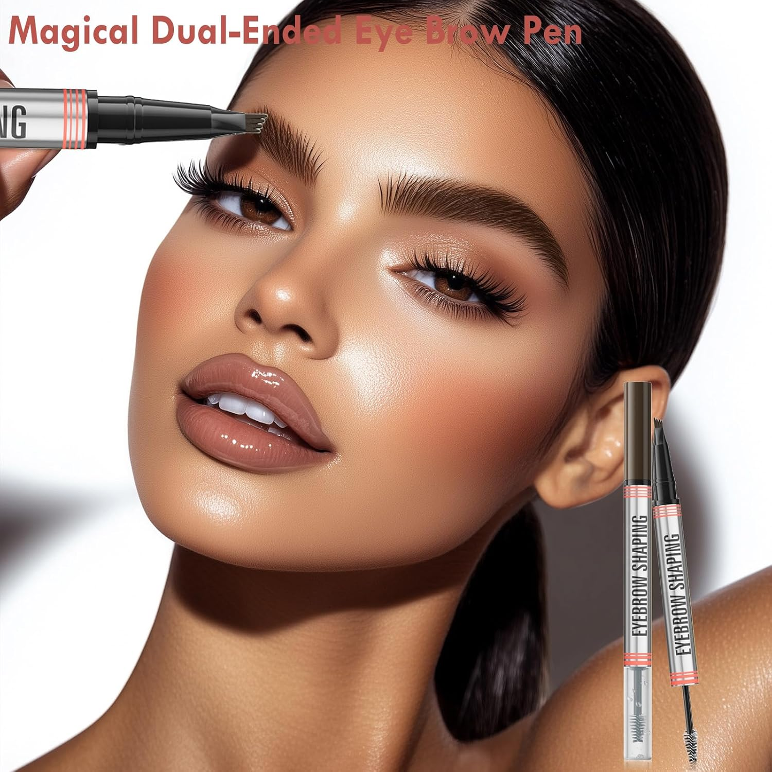 Wimode 2-In-1 Magic Eyebrow Pencil,Microblading 4-Fork Tip Liquid Eyebrow Pen with Eyebrow Brush Gel Waterproof Eyebrow Pencil Create Natural Hair-Like Brows Long-Lasting(4#Black) image number 5