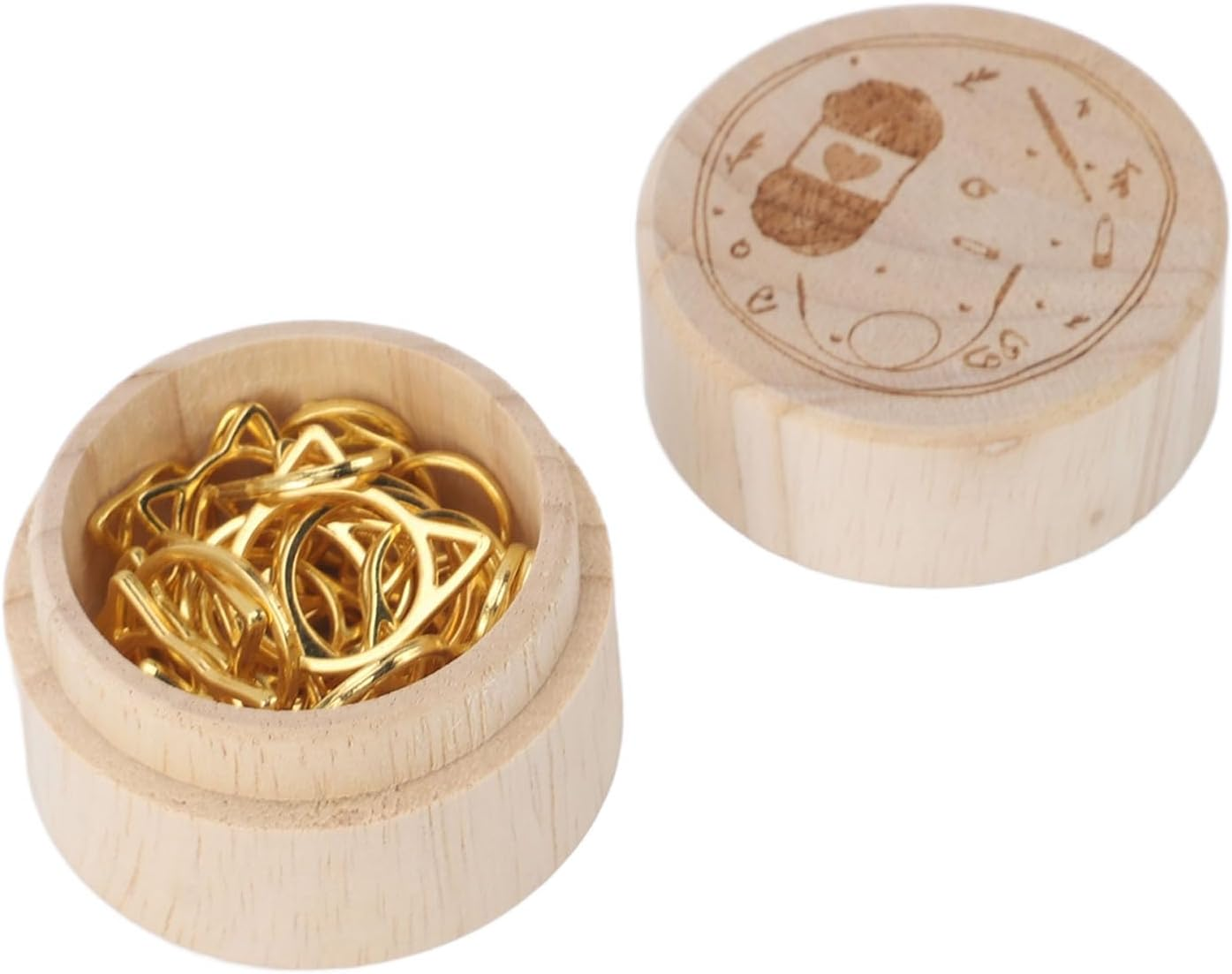 Crochet Stitch Marker, Cute Cat Head Shape Metal Stitch Marker Ring 30Pcs Widely Used Antirust Golden for Weaving image number 2