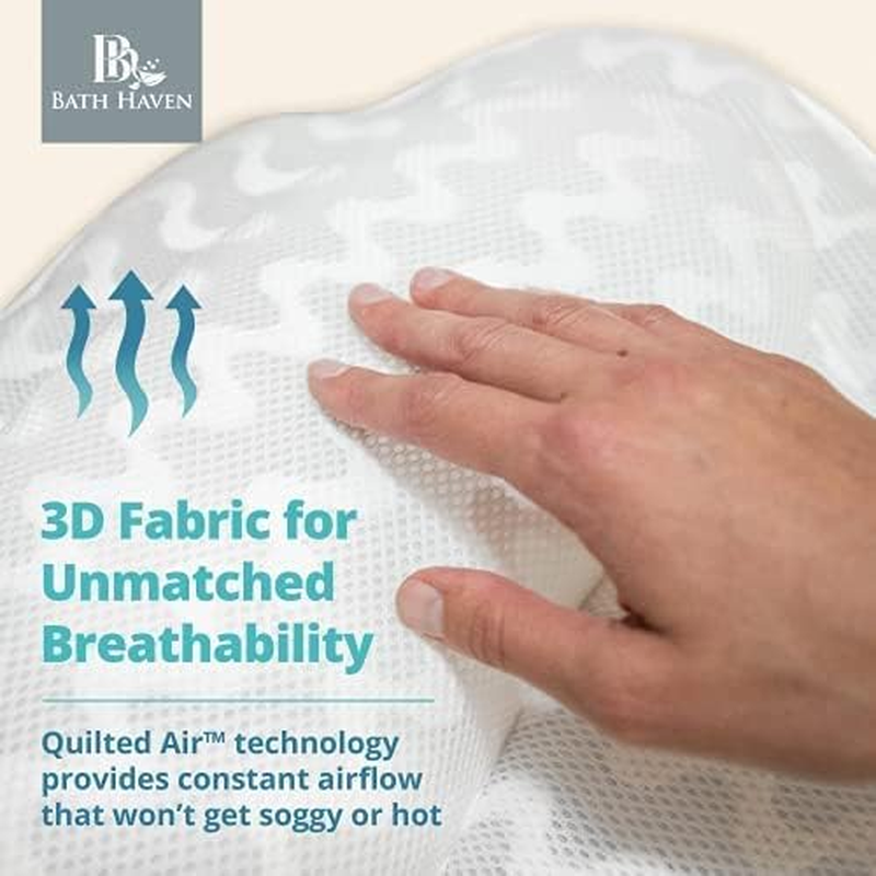 Bath Haven Luxurious Bath Pillow for Women & Men :: Ergonomic Bathtub Cushion for Neck, Head & Shoulders :: with Quiltedair Mesh for Breathable Comfort :: Includ Luxury Escape Gray Chevron image number 6