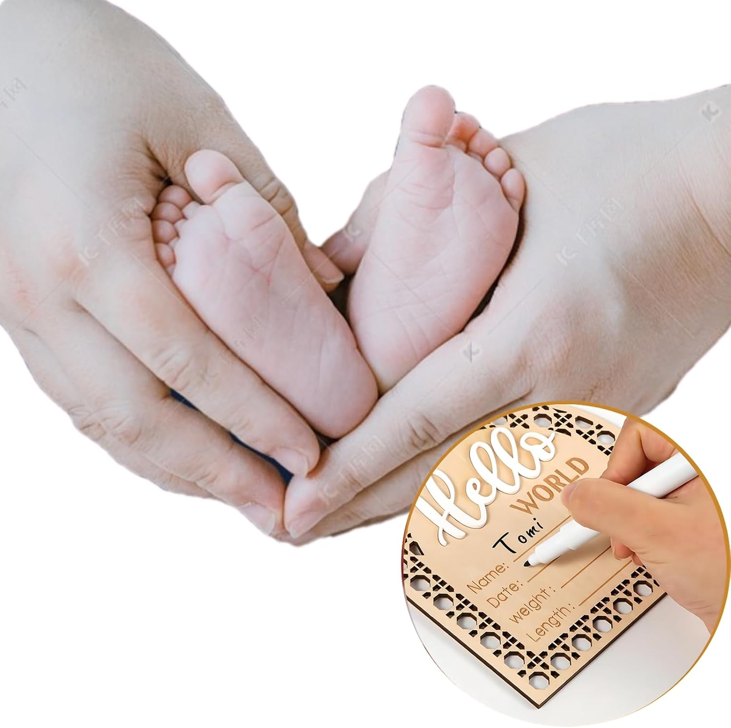 1 Pcs Baby Announcement Plaque,Hello Worl Newborn Photography Props Announcement image number 3