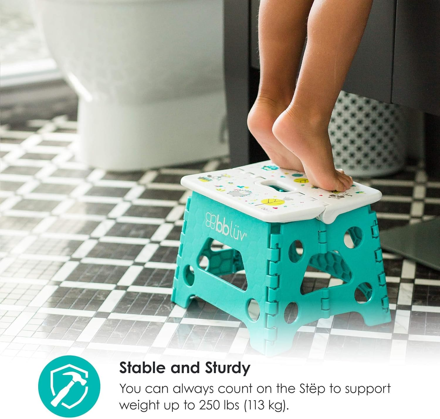 Bbluv - Step - Foldable Step Stool - Safe, Compact and Easy to Clean (Aqua) image number 6