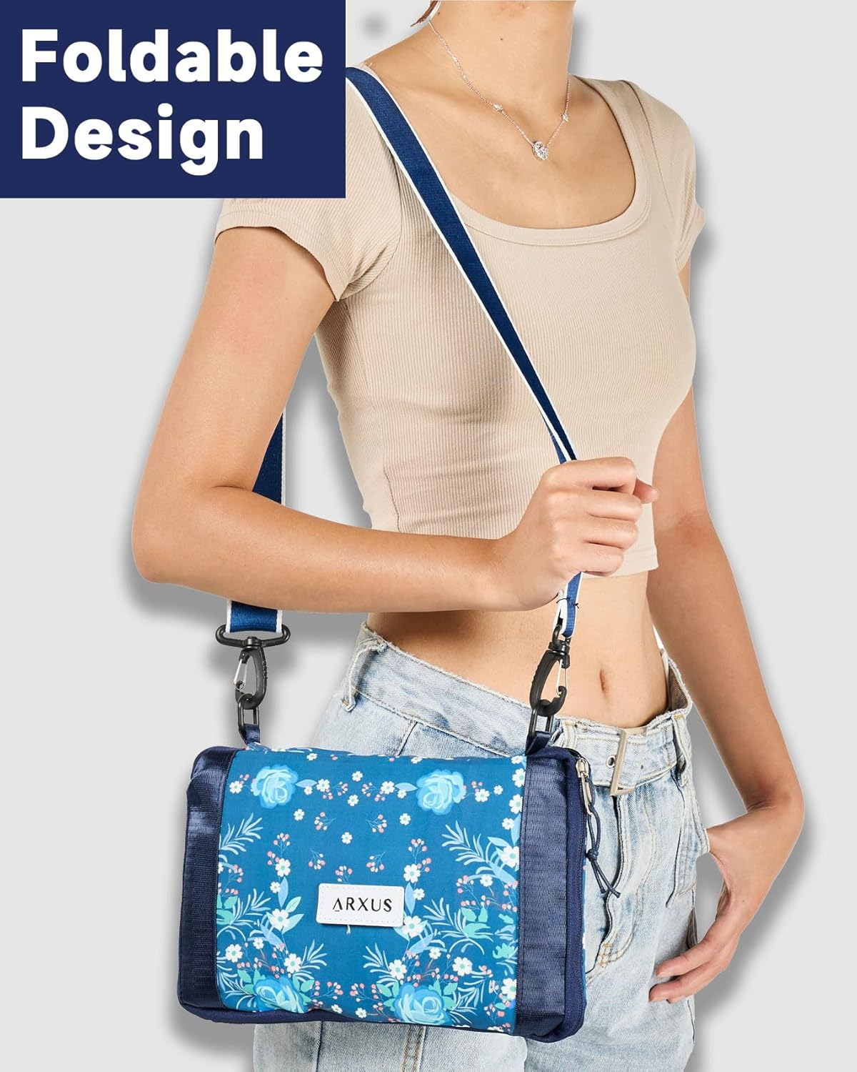 Arxus Large Folding Travel Duffle Bag, Expand Carry on Overnight Tote Bags for Women Airplanes with Luggage Sleeve, Waterproof Gym Weekend Bag with Wet Pocket image number 6