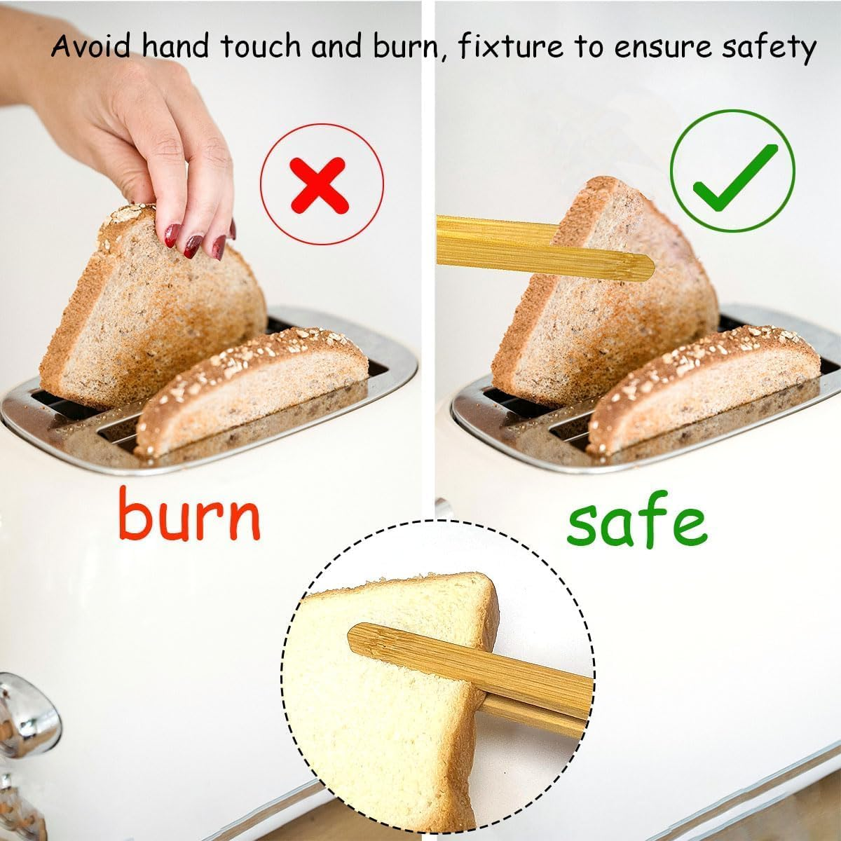 12Pcs Bamboo Tongs,18Cm/7.09 Inchbamboo Toast Tongs Set,Natural Wood Kitchen Tweezers, Reusable Wooden Kitchen Tongs Environmental Tea Tong for Toast Bread Pickles Fruits Tea,Friendly Cooking Utensils image number 2