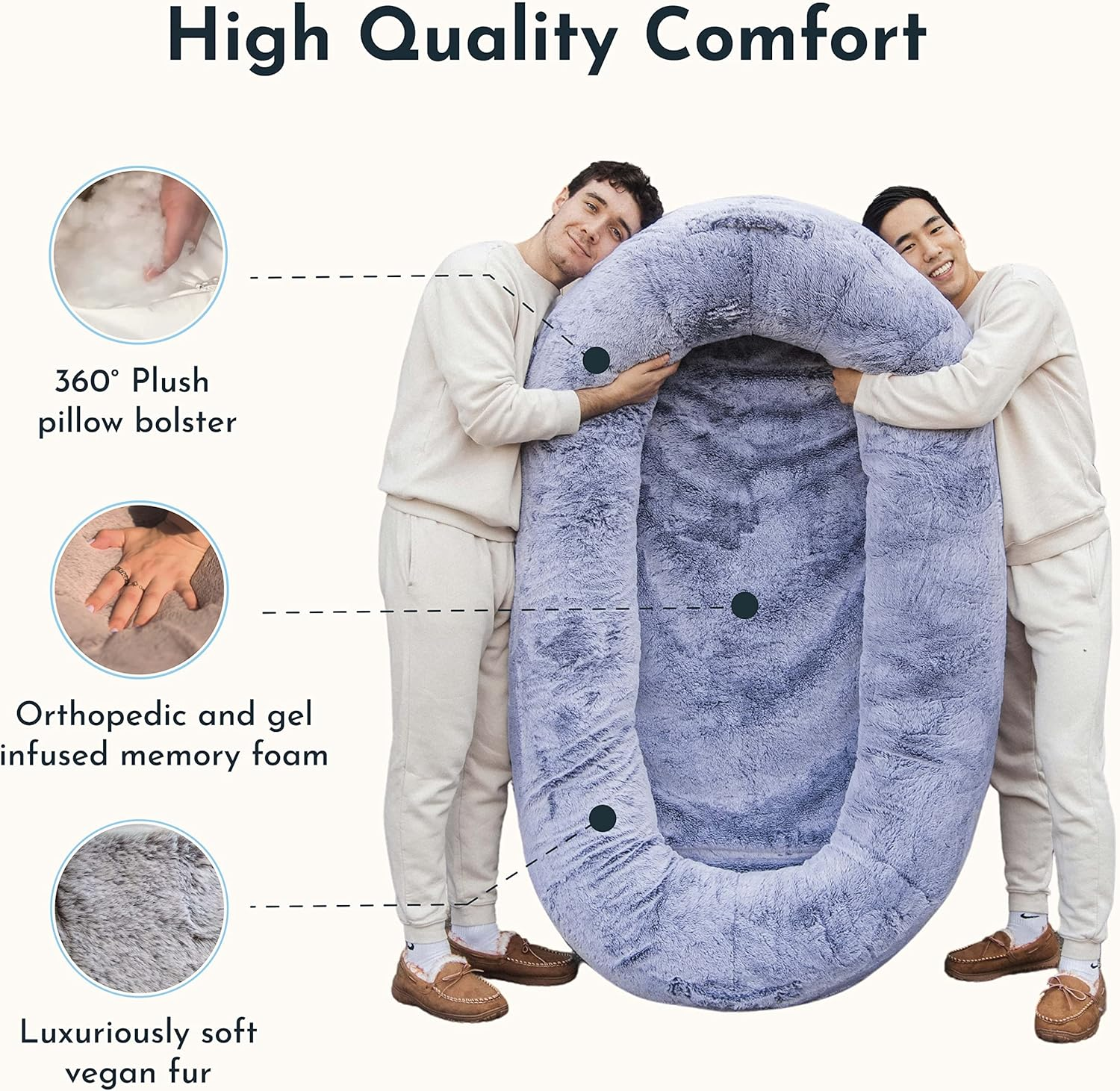 Plufl, the Original Human Dog Bed for Adults, Kids, and Pets. as Seen on Shark Tank. Comfy Plush Large Bean Bag with Memory Foam, Machine Washable, and Durable. Perfect Nap and Floor Bed - Arctic Grey - Black image number 5