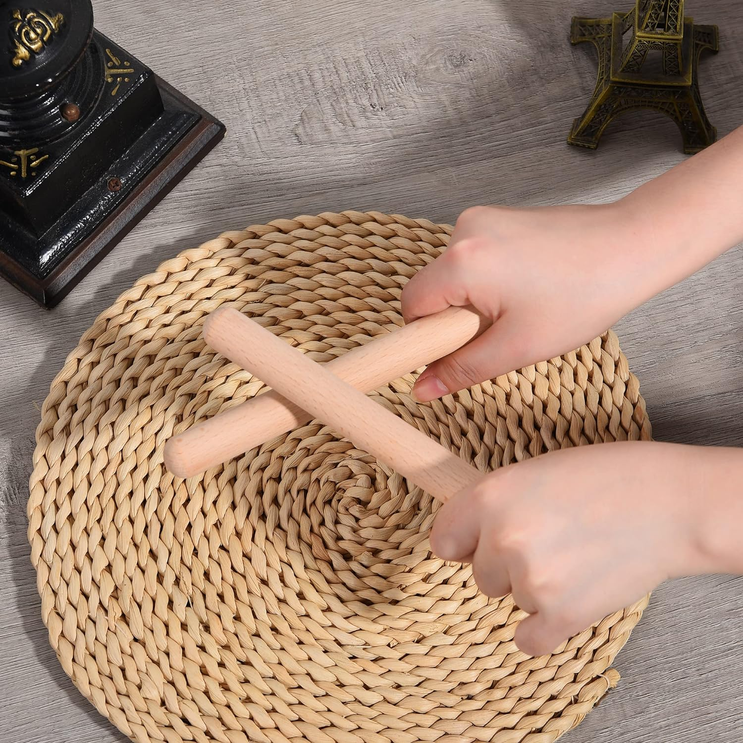 32 Pieces Rhythm Sticks for Kids Bulk, 8 Inch Wood Music Lummi Sticks Classroom Percussion Instrument image number 3