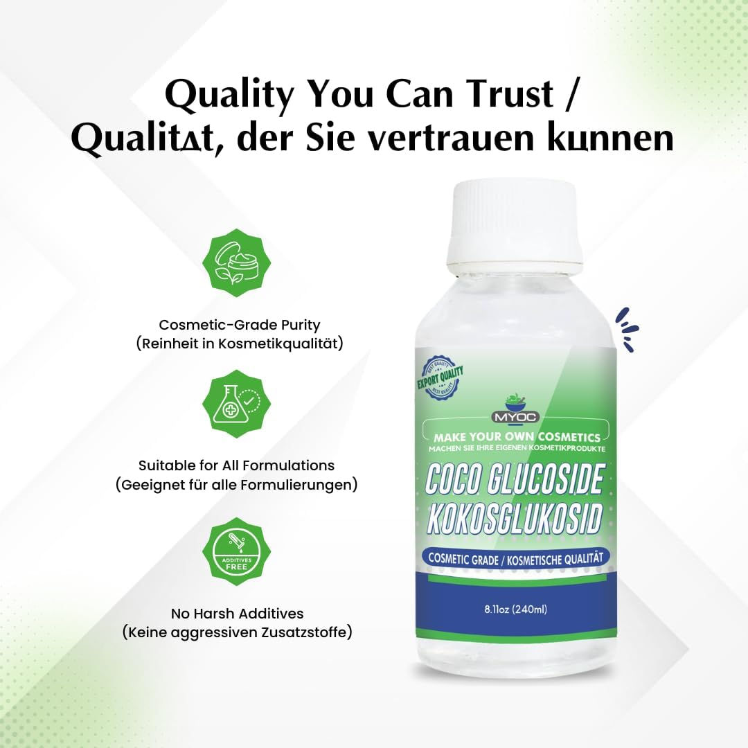 MYOC Coco Glucoside - 240 Ml / 8.11 Fl Oz | Cosmetic-Grade Surfactant for DIY Skincare, Hair Care & Formulation Projects image number 3