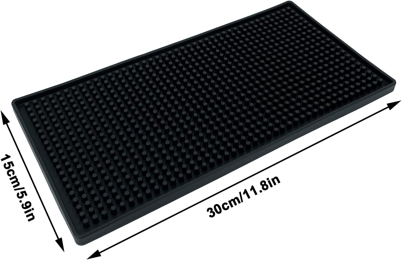 Bar Mat, Black Coffee Drying Mat PVC Bar Service Mat Non Slip Countertop Spill Mat for Tea, Coffee, Barware Tool Organizer image number 3