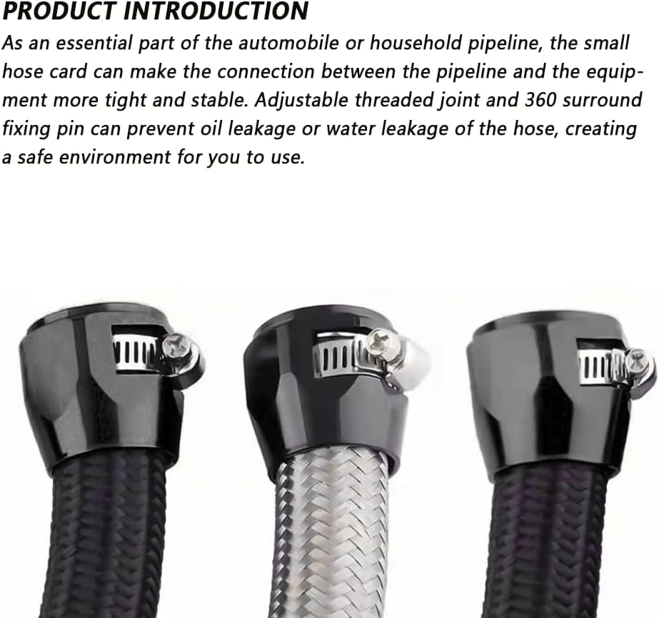 4PCS 6AN 3/8 Hose Clamp with Adjustable Screw Joint,Aluminum Alloy Black Hose Clamp for Tighten Fuel Line,Water Pipe,Heater Hose,Air Tubing,12-15Mm Automotive Hose Clamps (12-15Mm) image number 5