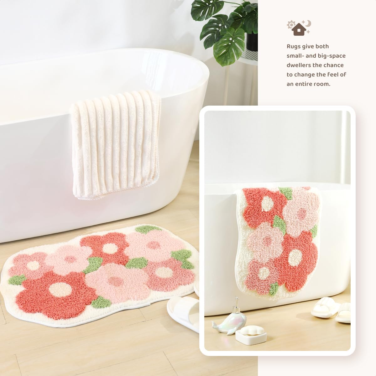 Molesun Cute Bath Mat, Extra Soft Absorbent Bath Mat, Non-Slip Comfortable Bath Mat, Rug for Bathtub, Shower, Bathroom, Machine Washable, 40 X 60 Cm image number 5