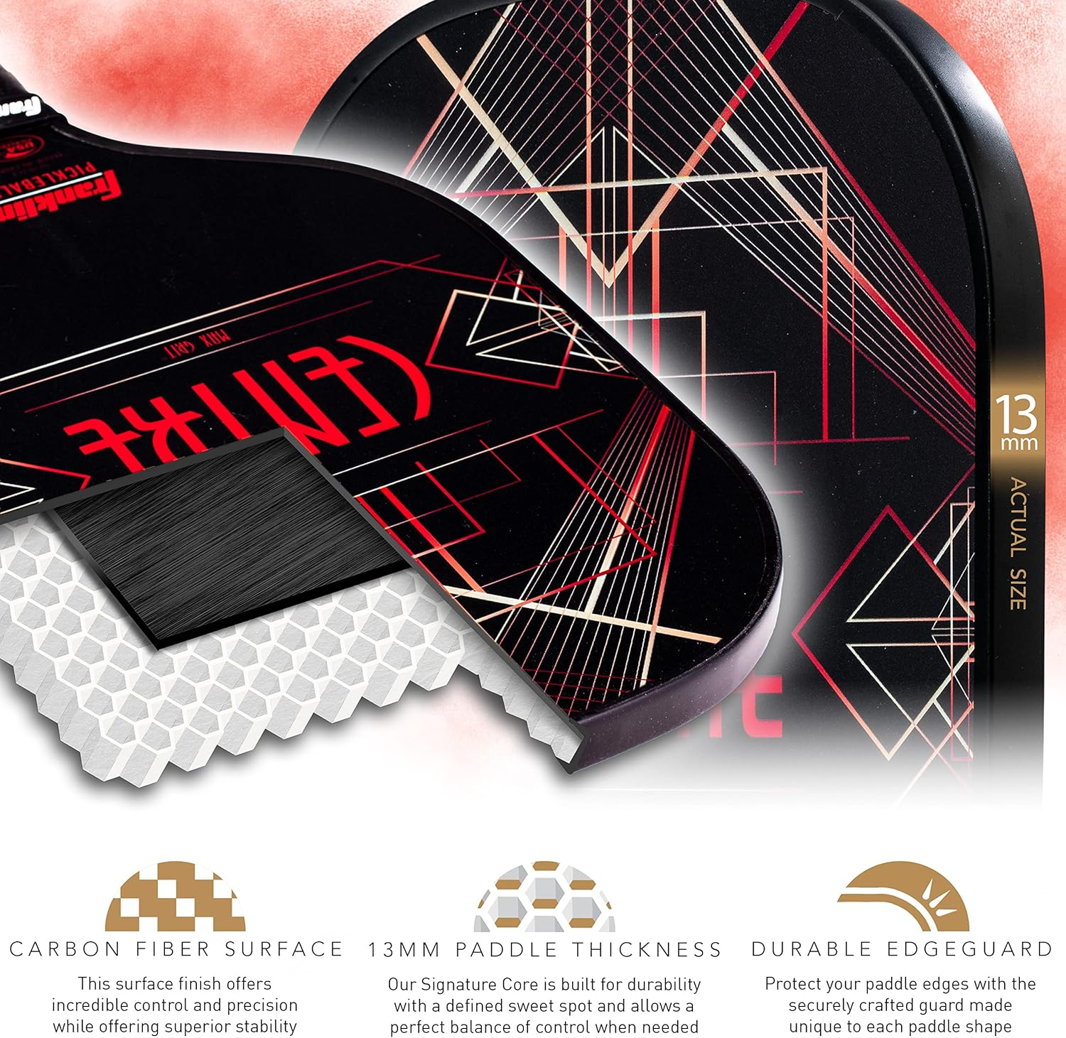 Franklin Sports Pro Pickleball Paddle - Aspen Kern Pro Tournament Pickleball Paddle - USA Pickleball (USAPA) Approved Carbon Fiber Pickleball Racket image number 6