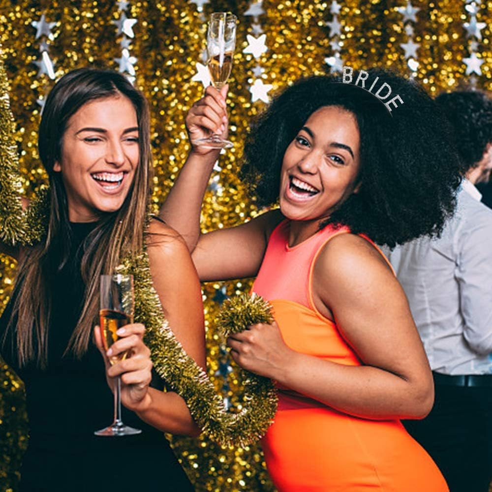 DIELOVEHUA Bride Headband, Bride to Be Headband, Women Silver Bridal Headband, Women'S Elegant Headband, Bridal Rhinestone Hair Accessories, for Birthday, Hen Party, Wedding image number 2