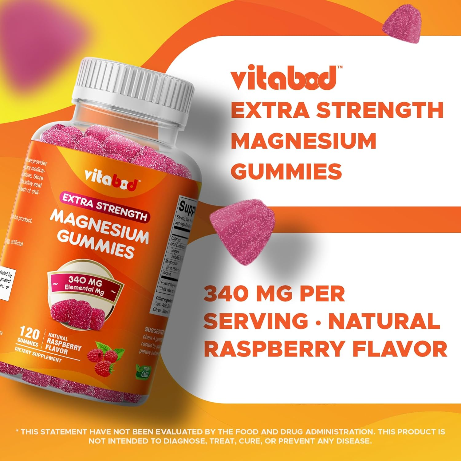 Extra Strength Magnesium Gummies, Supports Nerve Health, Bone Health, Muscle Health - 120 Gummies - (340 Mg of Elemental Magnesium from 2896 Mg of Magnesium Citrate / 4 Gummies) image number 6